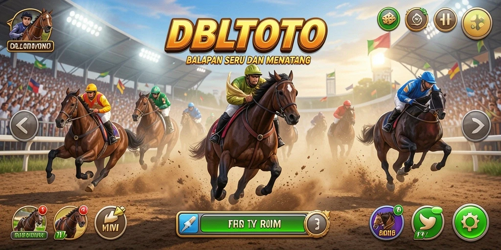 Screenshot gameplay DBLTOTO menunjukkan balapan yang mendebarkan.