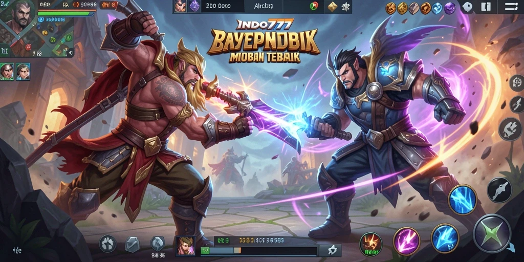 Tampilan pertarungan seru dalam gameplay INDO777 MOBA.