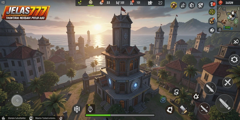 Tangkapan layar menampilkan berbagai menara dan musuh dalam gameplay strategis JELAS777.