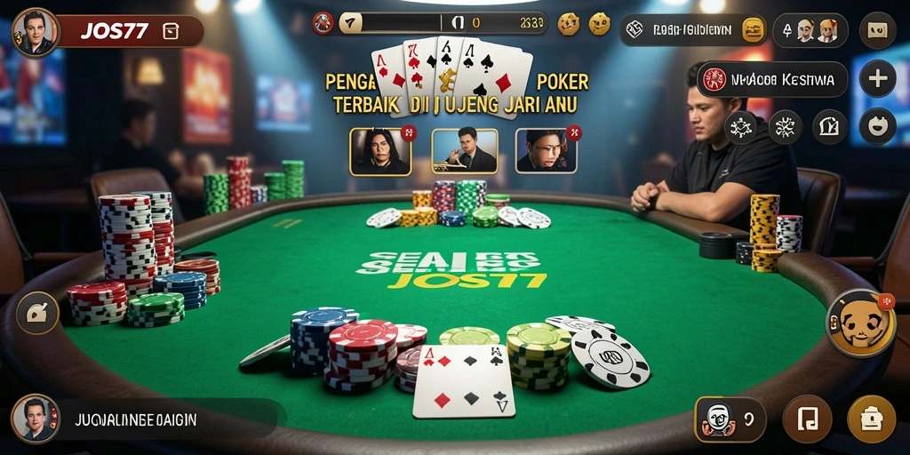 Tampilan screenshot utama JOS77 yang menunjukkan gameplay poker yang mendebarkan.