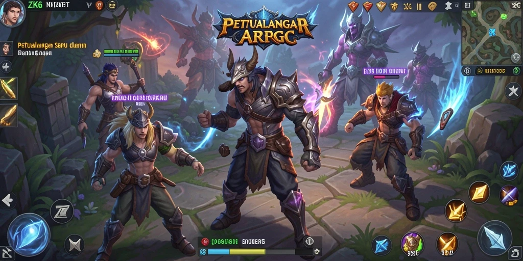 Tampilan gameplay ZK6 dengan pertarungan seru di dunia fantasi.